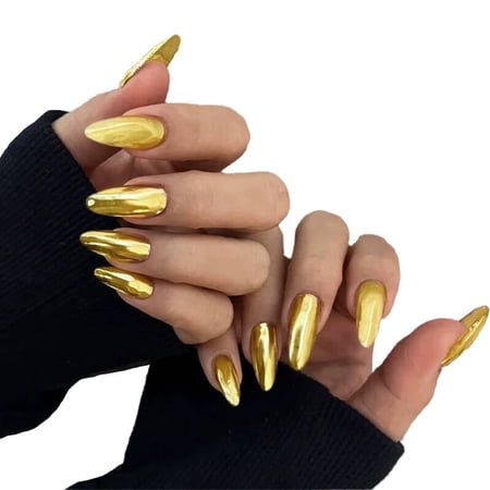 RAGUPEL 2026 New 25Pcs Fake Nails Glossy Finish Nails Press Ons,Perfect Fit Anti-Fall Press on Nails for Women,For Party,Wedding,Daily,Gold
