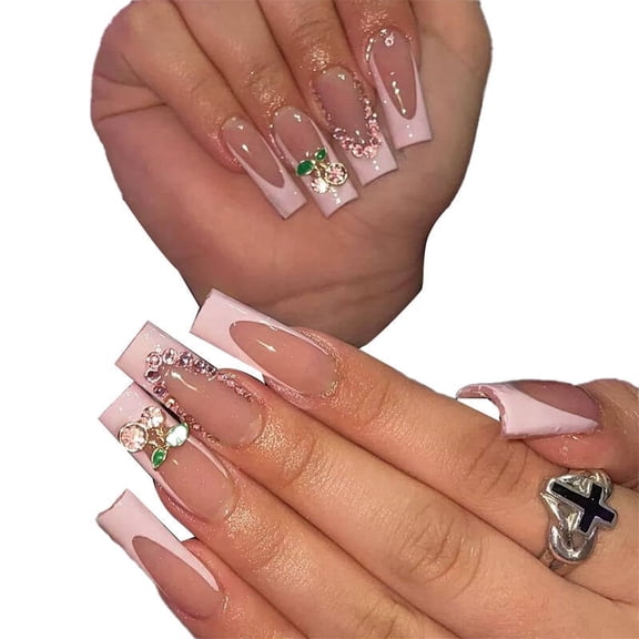 RAGUPEL 2026 New 26Pcs Fake Nails Extra Long Nails Press Ons Quick Manicure Pink Bow Press on Nails for Women Style7 Multicolor for Parties Events Special Occasions Nails Styling Fashion Makeover.