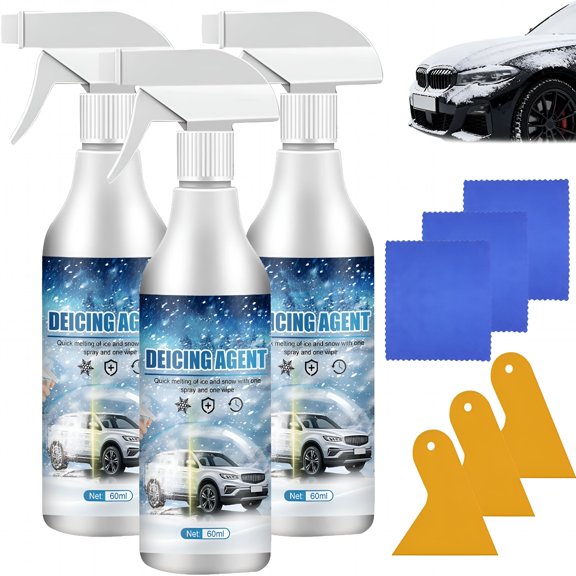 RAGUPEL 2026 New 3 Pcs De-Icer for Car Windshield Defroster,Window Snow Spray,Deicing Spray,Melting Spray,Deicer for Car Windshield,Winter Car Essentials,Fast Ice&Snow Melting Spray