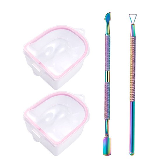 RAGUPEL 2026 New 4 Pcs Nail Soaking Bowll No Damage to Nails Square Press on Nails No Need for Uv Lamp Time-Saving Short Square Press on Nails Combination