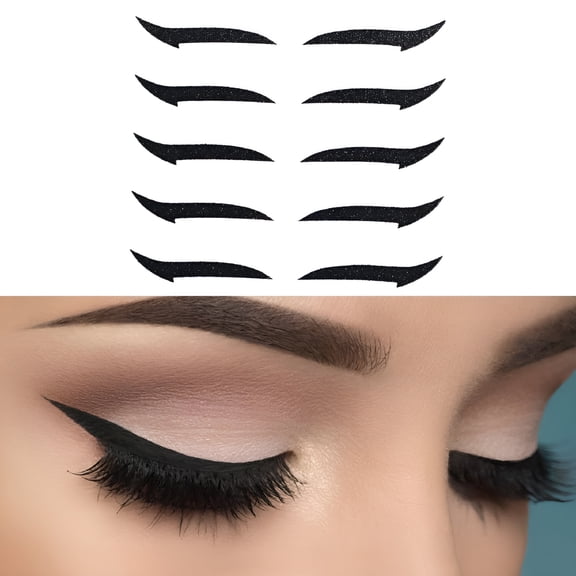 RAGUPEL 2026 New 5 Pairs Reusable Fashion Sticker Template Makeup Eyelid Tape Self Adhesive Instant Stripe Sticker for Women Girl - Black Makeup Tool Waterproof Stickers