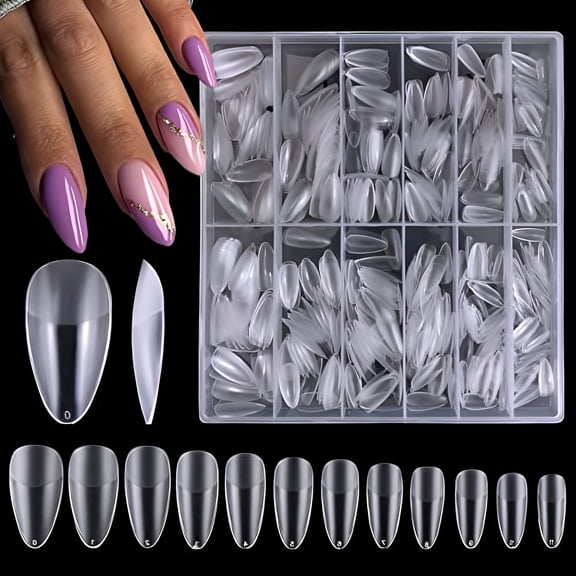 RAGUPEL 2026 New 600Pcs Almond Nail Tips Full Cover Medium Almond Artificial False Nails for Acrylic Nails Extension, Matte 12 Sizes for Nail Art, Diy Manicures, Salon Use, Beauty, Fashion.