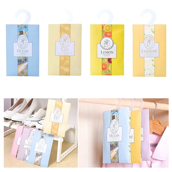 RAGUPEL 2026 New 6Pcs Scented Sachets Cupboard Bags Air Freshener Hanging Aroma Bag Natural Smell Incense Sachet Lily,Rose,Jasmine,Lavender,Ocean,Lemon for Drawer,Closet,Wardrobe,Car,Storage Spaces