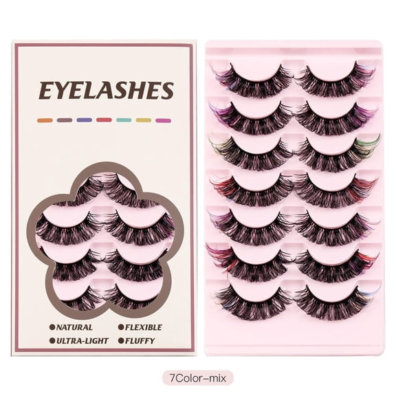 RAGUPEL 2026 New 7 Pairs Lash Clusters 3D Thick Colorful Cat Eye Eyelashes Natural Simulation Lash Extension Kit for Parties and Special Occasions of 4 Styles