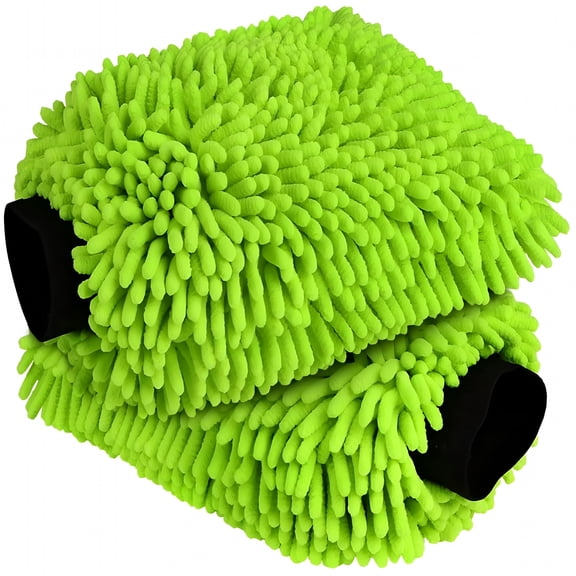 RAGUPEL 2026 New Car Wash Mitt Microfiber,2Pk-Scratch&Lint Free,Premium Chenille Microfiber Wash Mitt-Green Regular Size(7.12''X10.14'')