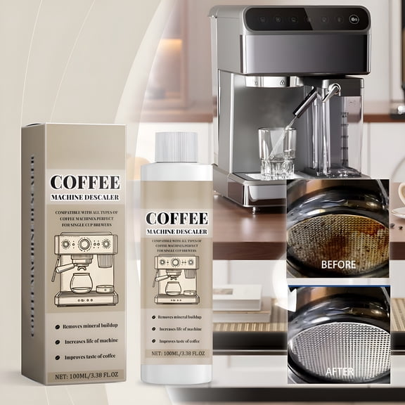 RAGUPEL 2026 New Coffee Machine Cleaner - 100Ml Descaling Solution for Deep Cleaning,Removes Coffee Grounds and Oil,Eliminates Odors,Extends Equipment Life - Compatible with All Brands