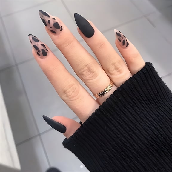 RAGUPEL Extra Long Press on Nails Black Ballerina Coffin Fake Nails with Flash Diamond Crystal Glossy Glue on Nails French Nail Tips for Women Girls Daily Wear Diy Manicure 24Pcs