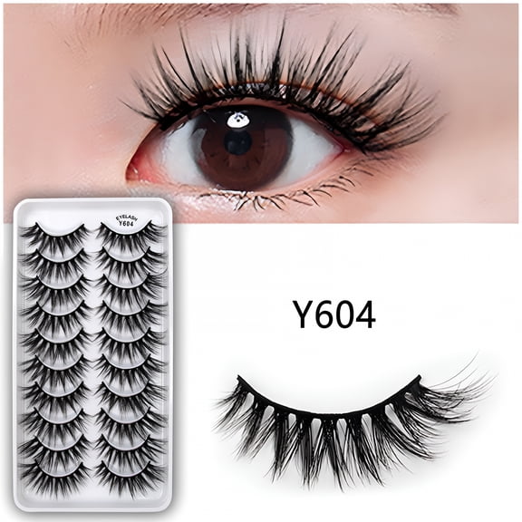 RAGUPEL 2026 New Eyelashes False Eyelashes Lashes Pack 10 Pairs 8D Dramatic Wispy Cat Eye Style Volume Multipack for Party Wedding Photoshoot Night Out, Eyelashes Without Eyeliner