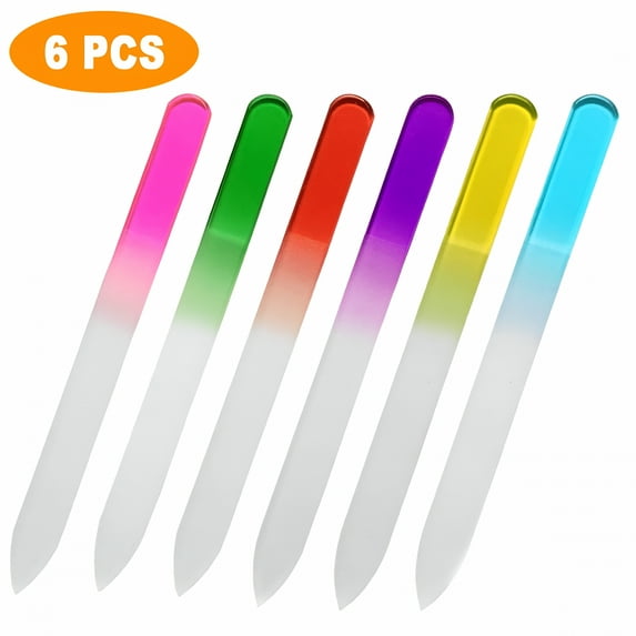 RAGUPEL 2026 New Glass Nail Files (6Pcs) Crystal Glass Nail File Set - Glass Manicure Tools - Glass Fingernail Files for Natural & Acrylic Nails Double Side Nail Care with Case - 6 Color