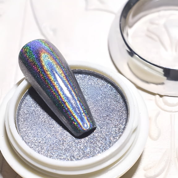 RAGUPEL 2026 New Holographic Glitter, Solid Chrome Nail Powder, Holographic Nail Powder Fine Rainbow, Laser Effect Chrome Manicure Pigment Glitter Dust for Salon Home Nail Art Diy Deco