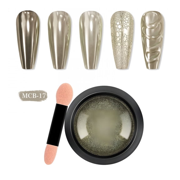 RAGUPEL 2026 New Holographic Mirror Nail Glue,0.5G Shiny Nail Art Gel with Hangered Edges-High-Density Mirror Effect,Smooth Application,Non-Irritating Formula for Nail Art Designs