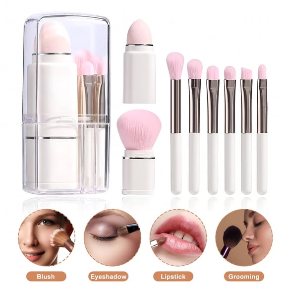 RAGUPEL 2026 New Makeup Brush Cosmetic Brushes Kit, 8Pcs/Set Travel Makeup Brushes Set Retractable Portable Soft Synthetic Bristles Makeup Brush Set for On-The-Go Beauty