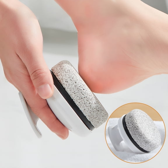 RAGUPEL 2026 New Natural Pumice Foot Stone with Plastic Handle - Exfoliating Callus Remover for Heels, Rough Skin, and Pedicure Care, 3.5X2.83 Inch, White