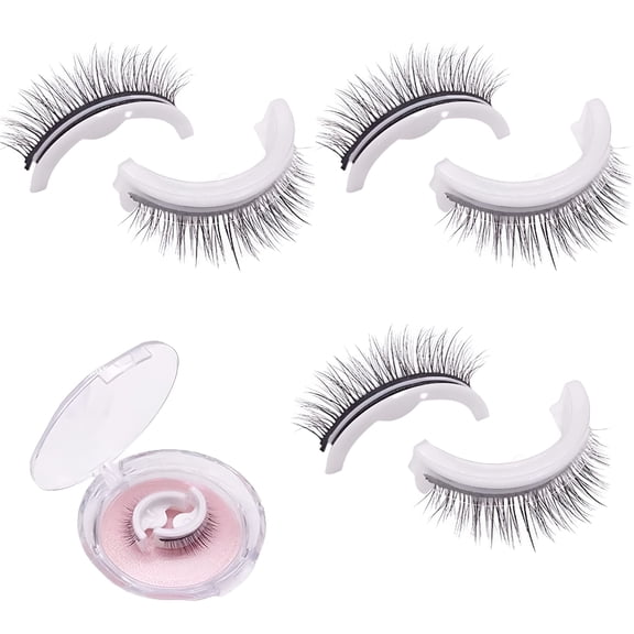 RAGUPEL 2026 New Reusable Adhesive Eyelashes, 3 Pair Thick Natural Lashes Makeup Fake Eyelashes, Natural-Looking and Waterproof False Eyelashes for Party, Wedding, Home, Travel