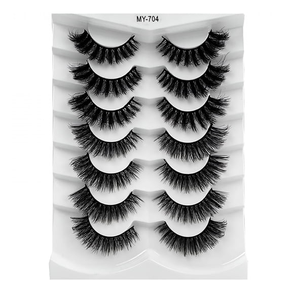 RAGUPEL 2026 New Short Lashes Pack False Eyelashes Lashes Pack 7 Pairs 8D Dramatic Eyelashes Wispy Cat Eye Style Volume Eye Lashes Multipack Eyelash Clusters