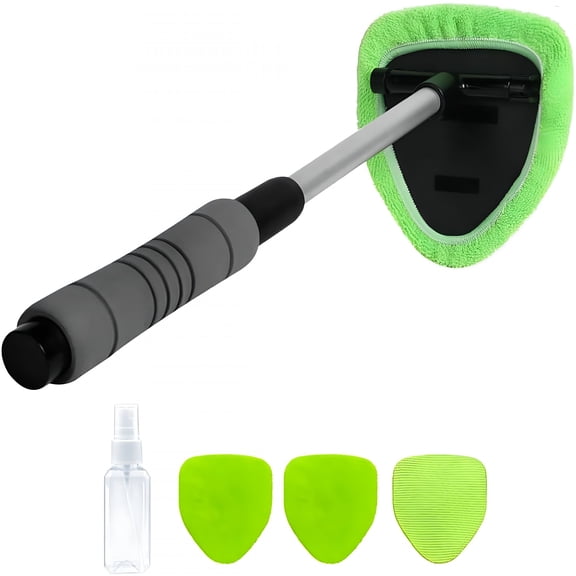 RAGUPEL 2026 New Windshield Cleaner Tool-Portable Car Interior Cleaning Kit with Extendable Handle,4 Microfiber Towel Pads,Auto Glass Wiper for Windshield,Trucks,Suvs,Rvs,And Home Windows