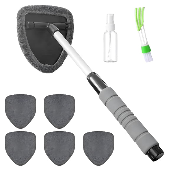 RAGUPEL 2026 New Windshield Cleaning Tool,Car Window Cleaner Windshield Cleaner with 6 Reusable and Washable Microfiber Pads and Extendable Handle Auto Inside Glass Wiper Kit