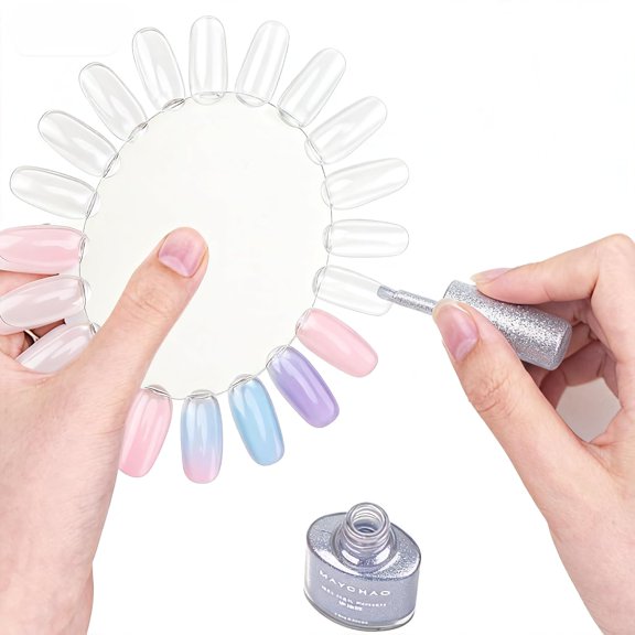 RAGUPEL 20Pcs Nail Sample Swatches Plastic Nail Polish Display, for Manicure Practice Diy Color Testing Clear Tips