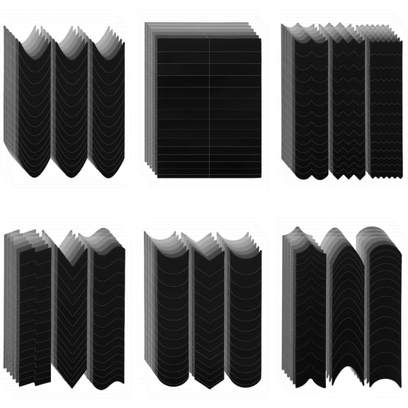RAGUPEL 2350Pcs French Tip Nail Stickers,French Manicure Strips,French Tip Guide Stencils for Nail Art Self Adhesive Black Tips Stickers for Diy Nails Stencil Tools (60 Sheets 6 Different Designs)
