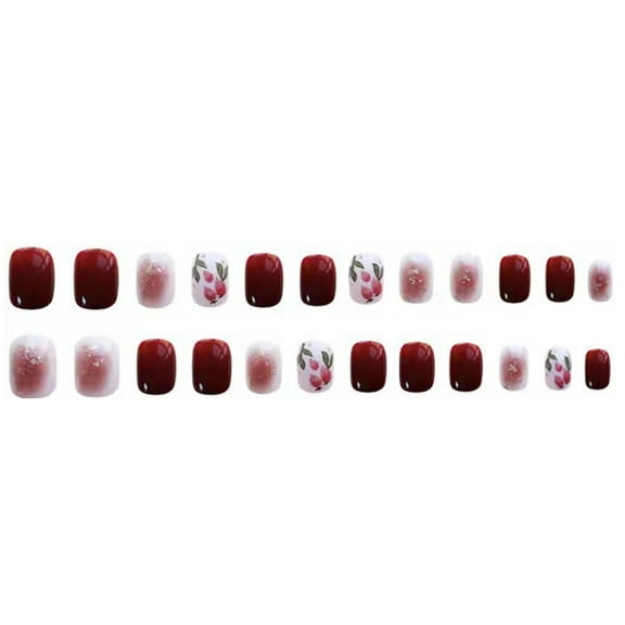 RAGUPEL 24 Pcs Acrylic Press on Nails,Does Not Fall Off Easily Pink Press on Nails,Quick & Creative Nail Art Reduces Air Bubbles Square Nail Tips,Style11