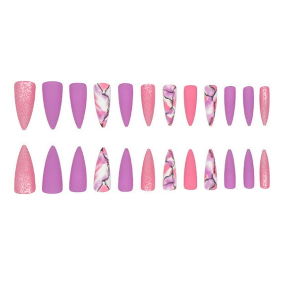 RAGUPEL 24 Pcs Acrylic Press on Nails,Suitable for Different Nails Kids Press on Nails,Effortless & Time-Saving Quick & Easy Application French Tip Nails,Style41