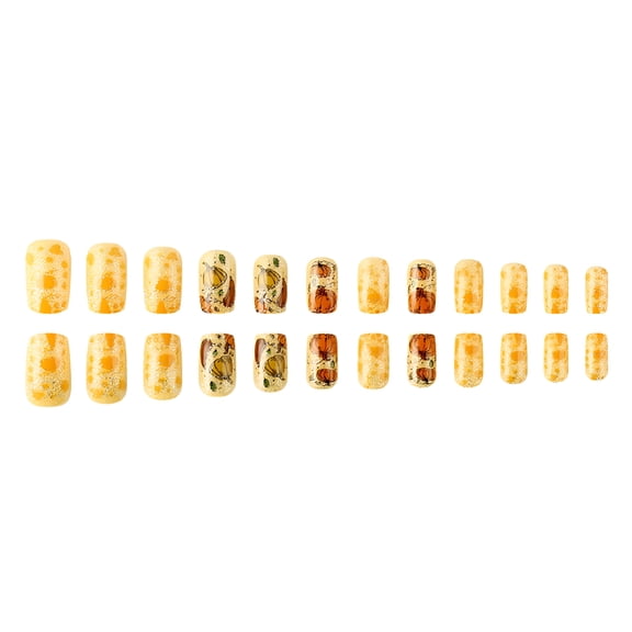 RAGUPEL 24 Pcs Fall Artificial Nails Short Square False Nails Thanksgiving Press on Nails Pumpkins Full Covers Stick on Nails
