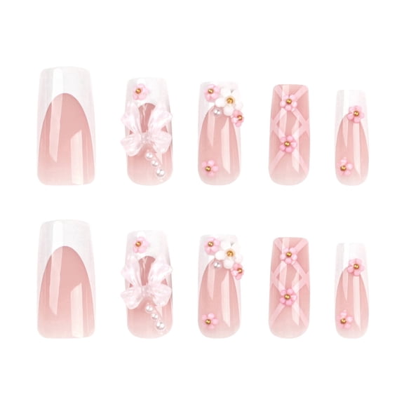 RAGUPEL 24 Pcs Nails Press Ons Easy to Apply Press on Nails French Tip No Air Bubbles Quick Creative Nails Kids Nail Kit for Parties Play Diy Combination