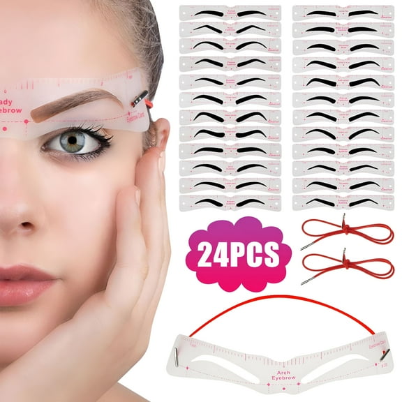 RAGUPEL 24 Pieces Reusable Eyebrow Stencil, Eyebrow Template with Elastic Band for Beginners