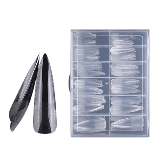 RAGUPEL 240 Pcs Gel X Nail Tips, Semi-Frosted Clear False Nails, Long Almond Shape Nail Extensions for Salon, Party, Wedding
