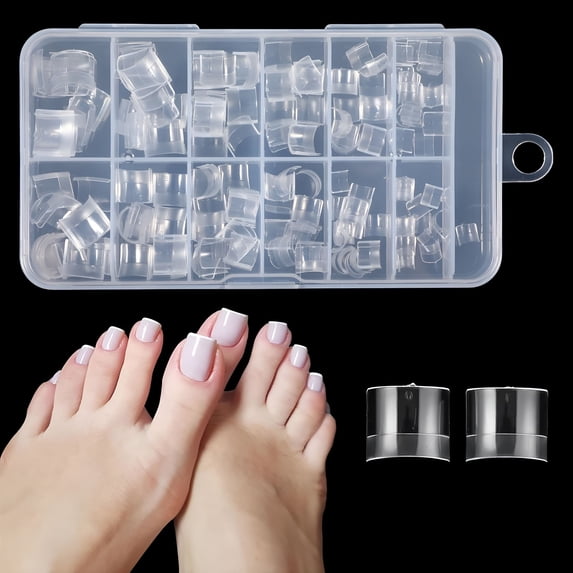 RAGUPEL 240 Pcs Toe Tips Gel,Full Cover Press on Toenails,Acrylic Square Shape Matte Clear Gel Toe Nail Tips for Salon and Home Diy Manicure,12 Sizes