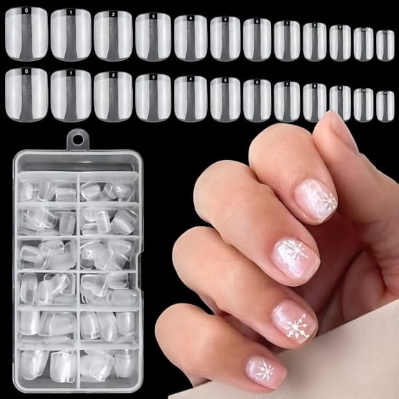 RAGUPEL 240Pc Clear Gel Nail Tips Short Square Fake Nails Full Cover False Nail Tips Soft Gel Artificial Fingernails for Gel Nails/Acrylic Nails Extension Press on Nails Making