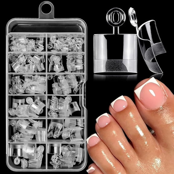 RAGUPEL 240Pc French Fake Toenails Gel Toe Nail Tips Clear Press on Toenail,Short Square Toes Fake Nails Tips Clear Gel Toenails Extension False Toe Nail Press Ons Feet Artificial Toenail Tip