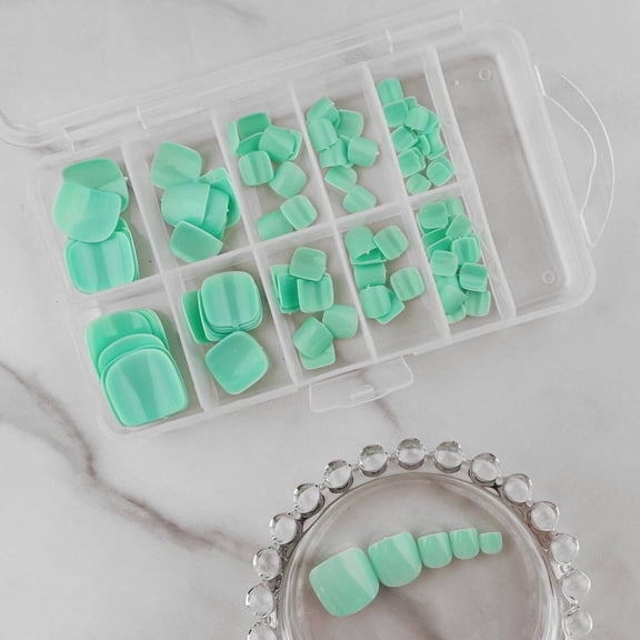 RAGUPEL 246 Pcs Fake Toe Nails, Green Press On Pedicure Nails, Long-Lasting Toe Enhancement Nail Tips for Women, Party, Wedding, Daily