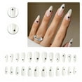 thumbnail image 1 of RAGUPEL 24Pcs Glue on Nails for Women,Black Heart Pattern Almond Press on Nails,Classic Style Stick on Nails for Women,Fake Nails for Workplace,Daily Life,Wedding,Style1, 1 of 7