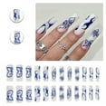 thumbnail image 1 of RAGUPEL 24Pcs Glue on Nails for Women,Blue Butterfly Square Nails,Glossy False Nails,Long Press on Nails for Daily Life,Dating,Gatherings and Photo Shoots,Style2, 1 of 7