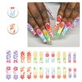 thumbnail image 1 of RAGUPEL 24Pcs Glue on Nails for Women,Colorful Flower Pattern Square Press on Nails,Glossy Design Full Cover Nail Tips,Press on Nails Long for Daily Life,Gatherings and Photo Shoots,Style3, 1 of 7