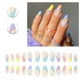 thumbnail image 1 of RAGUPEL 24Pcs Glue on Nails for Women,Colorful Lines Almond Press on Nails,Glossy Finish Presson Nails for Women,Press on Nail for Daily Life,Dating and Gatherings,Style3, 1 of 7