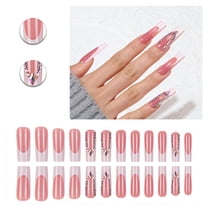 RAGUPEL 24Pcs Glue on Nails for Women,Diamond-Accented Square Press on Nails,Simple Long Nails,Fake Nails with Designs for Daily Life,Gatherings and Photo Shoots,Style3
