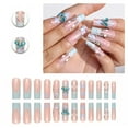 thumbnail image 1 of RAGUPEL 24Pcs Glue on Nails for Women,Diamond French Tip Press on Nails,Blue Butterfly Long Press on Nails,Nail Tips Square for Photography,Red Carpet and Stage,Style2, 1 of 7