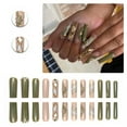 thumbnail image 1 of RAGUPEL 24Pcs Glue on Nails for Women,Diamond Square Press on Nails,Embossed Flower Nails Press On,Press on Nails Long for Photography,Red Carpet and Stage,Style3, 1 of 7