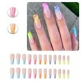 thumbnail image 1 of RAGUPEL 24Pcs Glue on Nails for Women,Dopamine Style Coffin Nails Tips,Classic Design Press on Nails Summer,Long Nails for Daily Life,Dating,Party,Taking Pictures,Style2, 1 of 7