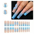 thumbnail image 1 of RAGUPEL 24Pcs Glue on Nails for Women,Embossed Flower Pattern French Nails,Blue Sequins Press on Nails Square,Long Nails for Photography,Stage and Red Carpet,Style2, 1 of 7