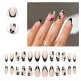 thumbnail image 1 of RAGUPEL 24Pcs Glue on Nails for Women,Flower Pattern French Tip Nails,Glossy Design Medium Almond Press on Nails,Press on Nails Summer for Daily Life,Dating and Gatherings,Style1, 1 of 7