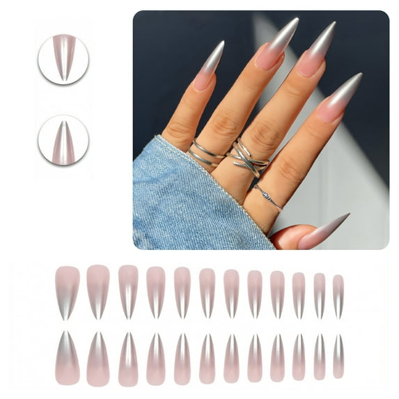 RAGUPEL 24Pcs Glue on Nails for Women,Gradient Style Stiletto Press on Nails,Glossy Finish Cute Press on Nails,False Nails for Dating,Party,Taking Pictures,Daily Life,Style3