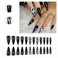 thumbnail image 1 of RAGUPEL 24Pcs Glue on Nails for Women,Hand-Drawn Design Stiletto Press on Nails,Dark Style False Nails,Fake Nails for Dating,Party,Taking Pictures,Daily Life,Style1, 1 of 7