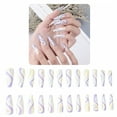 thumbnail image 1 of RAGUPEL 24Pcs Glue on Nails for Women,Hand-Drawn Lines Press on Nails Coffin,Matte Finish Cute Press on Nails,Long Nails for Party,Daily Life,Taking Pictures,Dating,Style3, 1 of 7