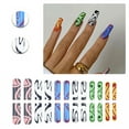 thumbnail image 1 of RAGUPEL 24Pcs Glue on Nails for Women,Hand-Drawn Lines Press on Nails Square,Bright Surface Nail Press Ons,Long Press on Nails for Photography,Stage and Red Carpet,Style2, 1 of 7