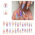 thumbnail image 1 of RAGUPEL 24Pcs Glue on Nails for Women,Hand-Painted Colorful Flowers Stiletto Press on Nails,Glossy Nails Press Ons,Press on Nails Long for Daily Life,Gatherings and Photo Shoots,Style3, 1 of 7