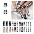 thumbnail image 1 of RAGUPEL 24Pcs Glue on Nails for Women,Hand-Painted Pattern Nail Tips Square,Dark Style Long Nails,Nails Press on for Party,Daily Life,Taking Pictures,Dating,Style3, 1 of 7