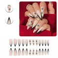 thumbnail image 1 of RAGUPEL 24Pcs Glue on Nails for Women,Hand-Painted Snowflakes Stiletto Press on Nails,Matte Surface Long Nails,Stick on Nails for Women and Girls,Style2, 1 of 7